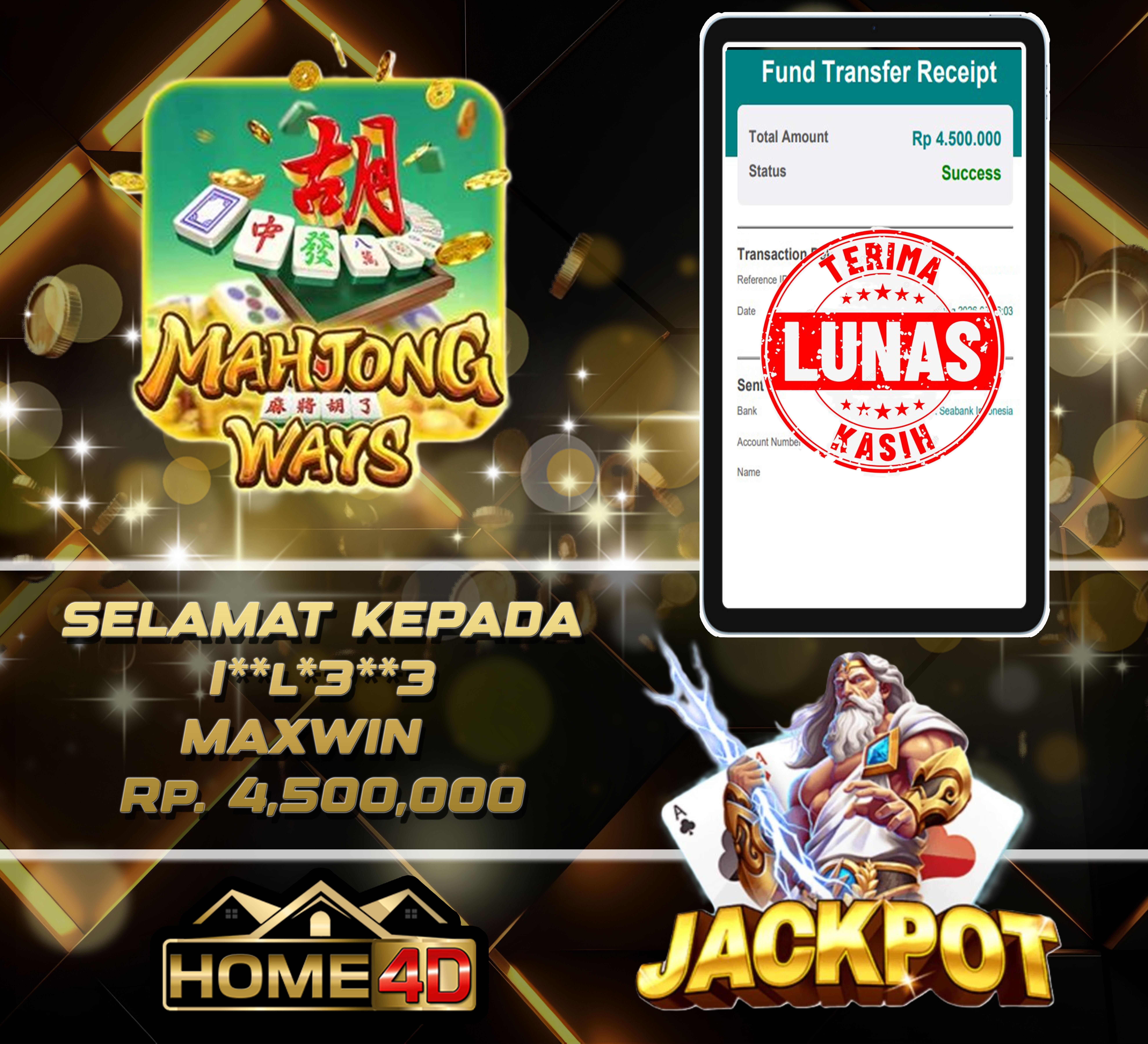 27 Aug 2026 02:56:12 WIB, HOME4D JACKPOT Mahjong Ways Rp. 4,500,000