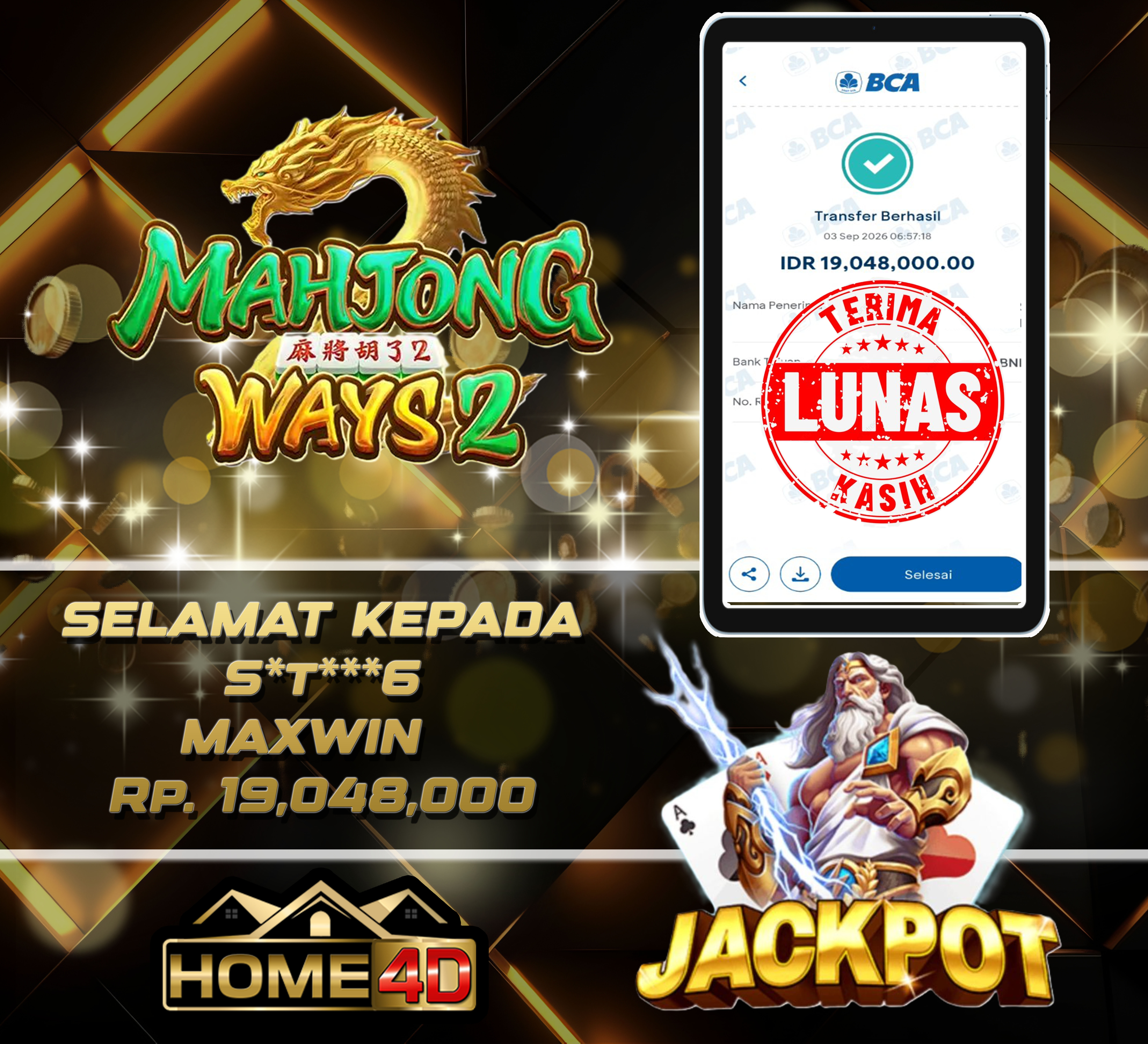03 Sep 2026 06:57:13 WIB, HOME4D JACKPOT Mahjong Ways2 Rp. 19,048,000