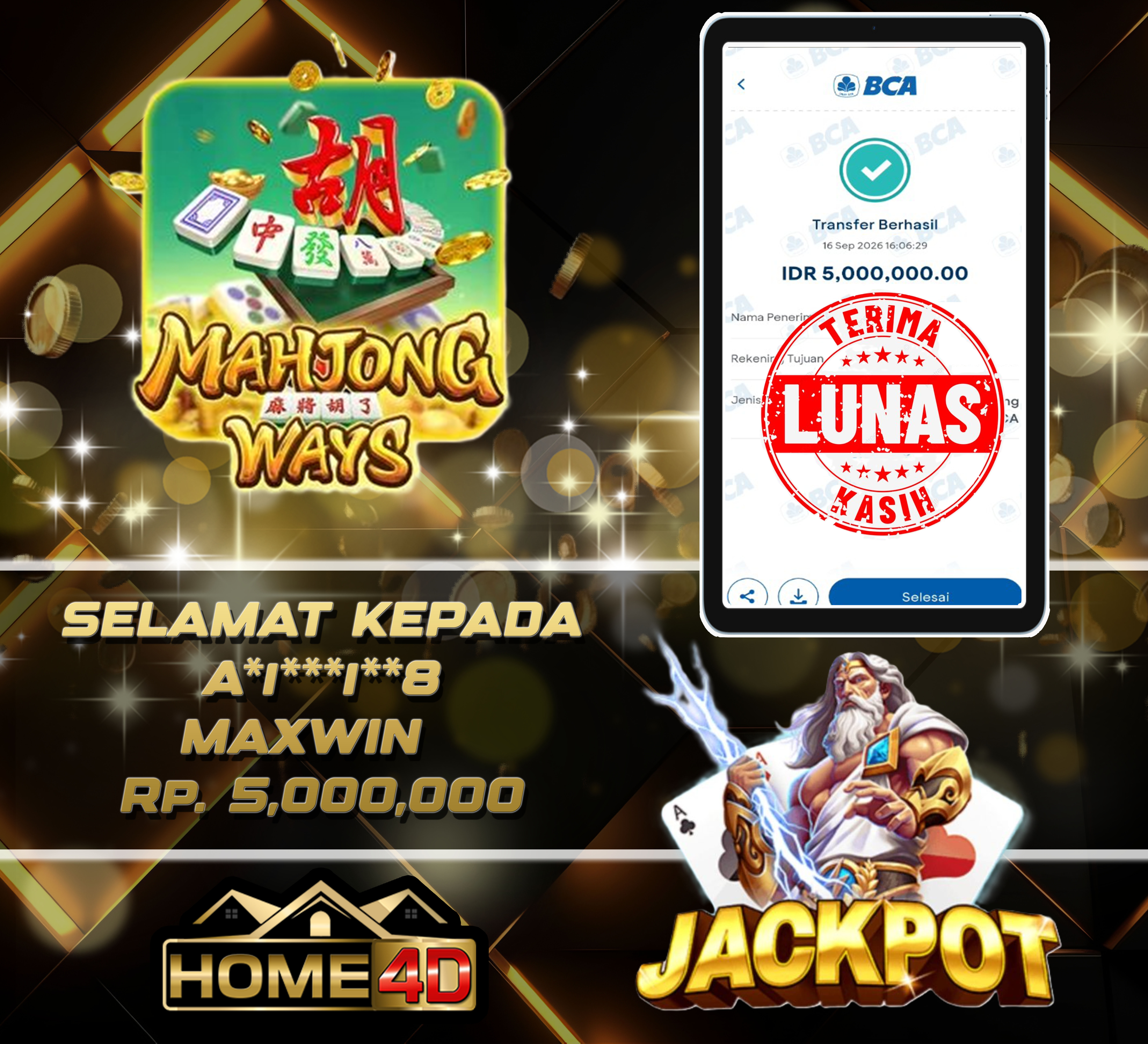 16 Sep 2026 16:06:33 WIB, HOME4D JACKPOT Mahjong Ways Rp. 5,000,000