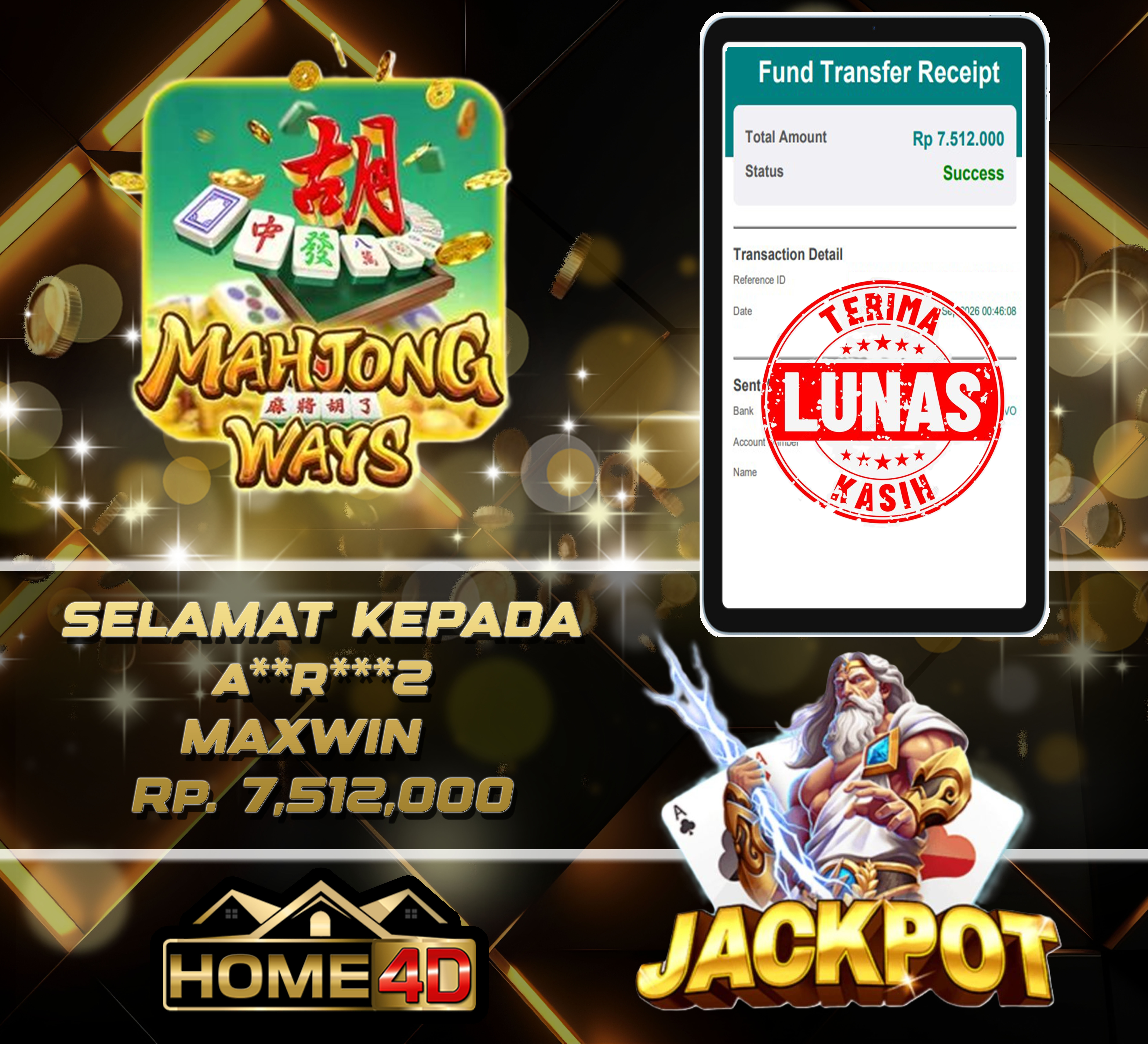 02 Sep 2026 00:46:19 WIB, HOME4D JACKPOT Mahjong Ways Rp. 7,512,000